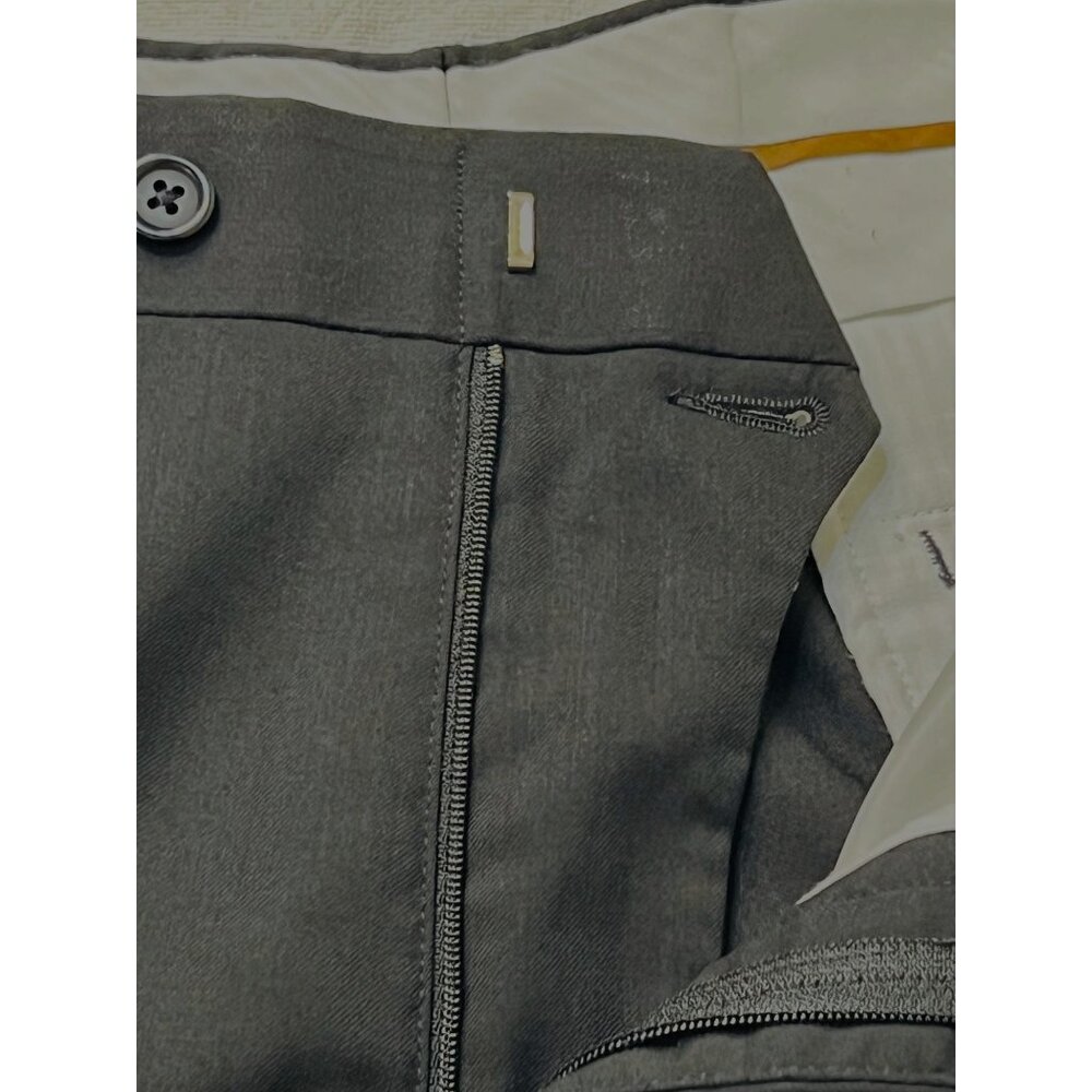 Savile Row Co. London 33R Black 100% Wool Pleated Cuff Dress Pants Preppy Formal - Picture 4 of 16